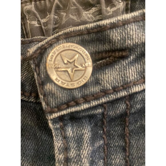 Big Star Jeans Womens 28 R Blue Liv Boot Cut Dark Wash Distressed Denim Pants - Picture 9 of 15